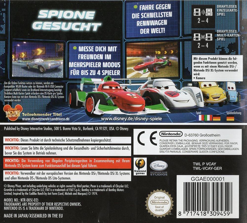 Cars 2 - Nintendo DS Rückseite