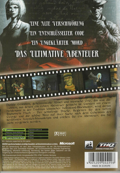 Baphomets Fluch: Der schlafende Drache - Xbox Rückseite