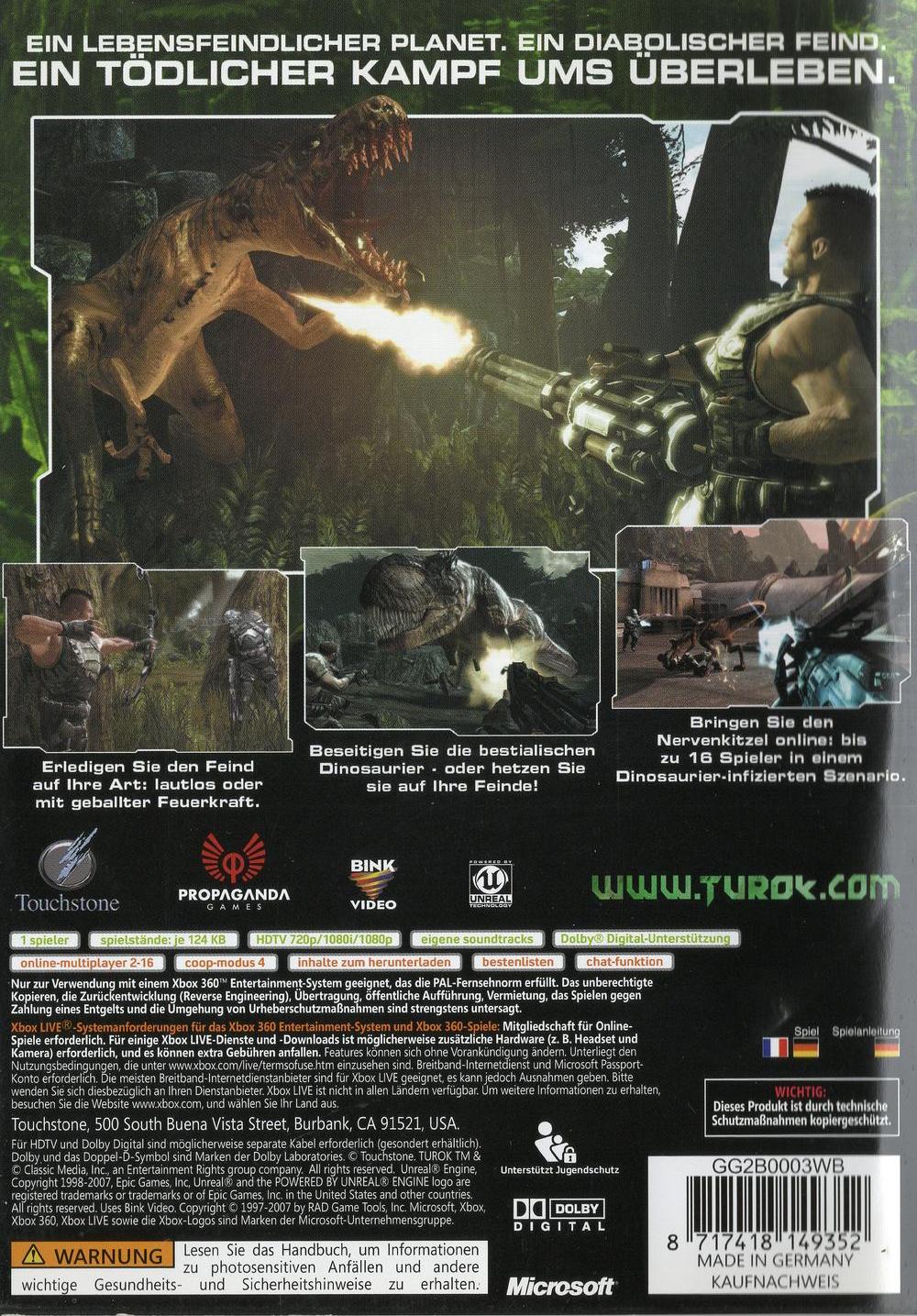 Turok - Xbox 360 Rückseite
