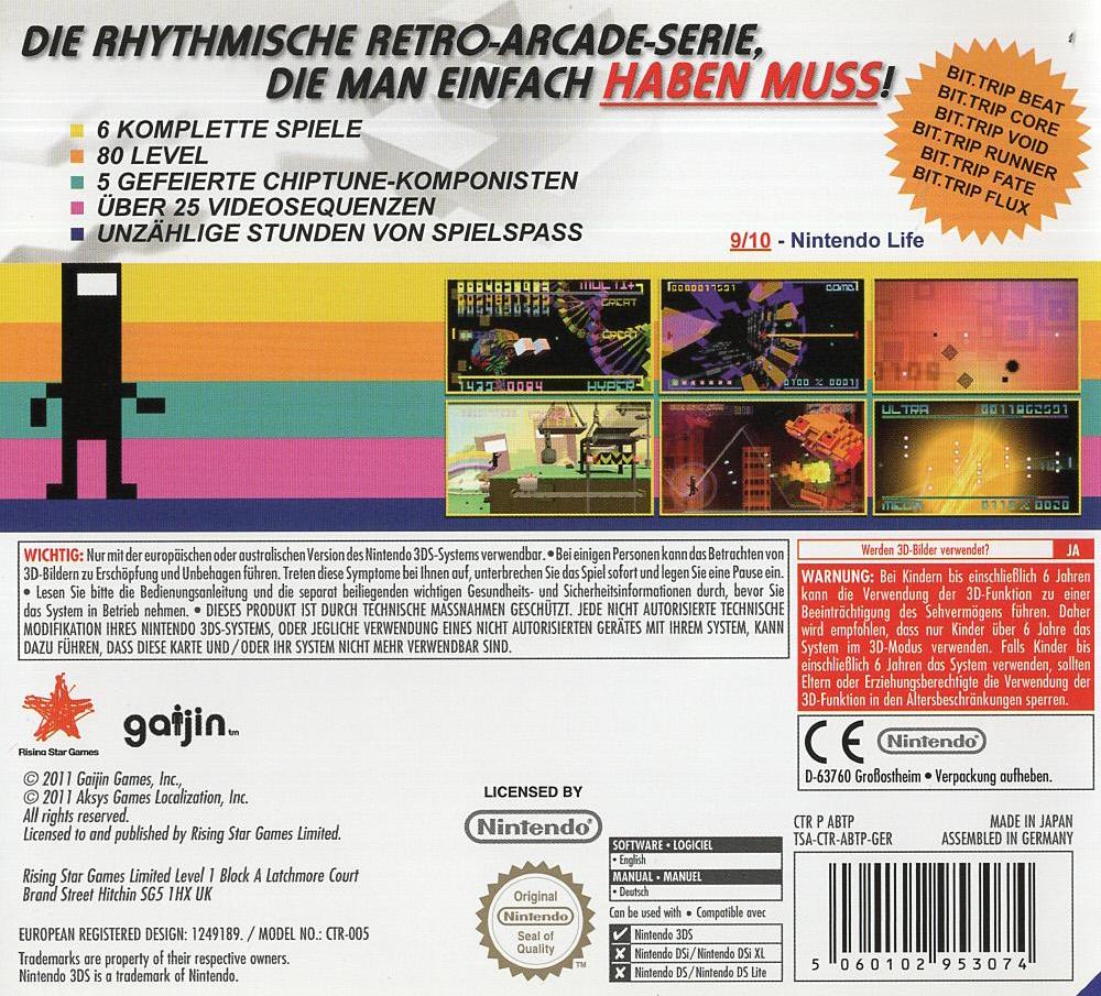 BIT.TRIP SAGA - Nintendo 3DS Rückseite