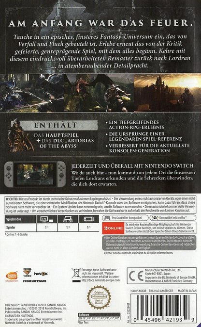 Dark Souls Remastered - Nintendo Switch Rückseite