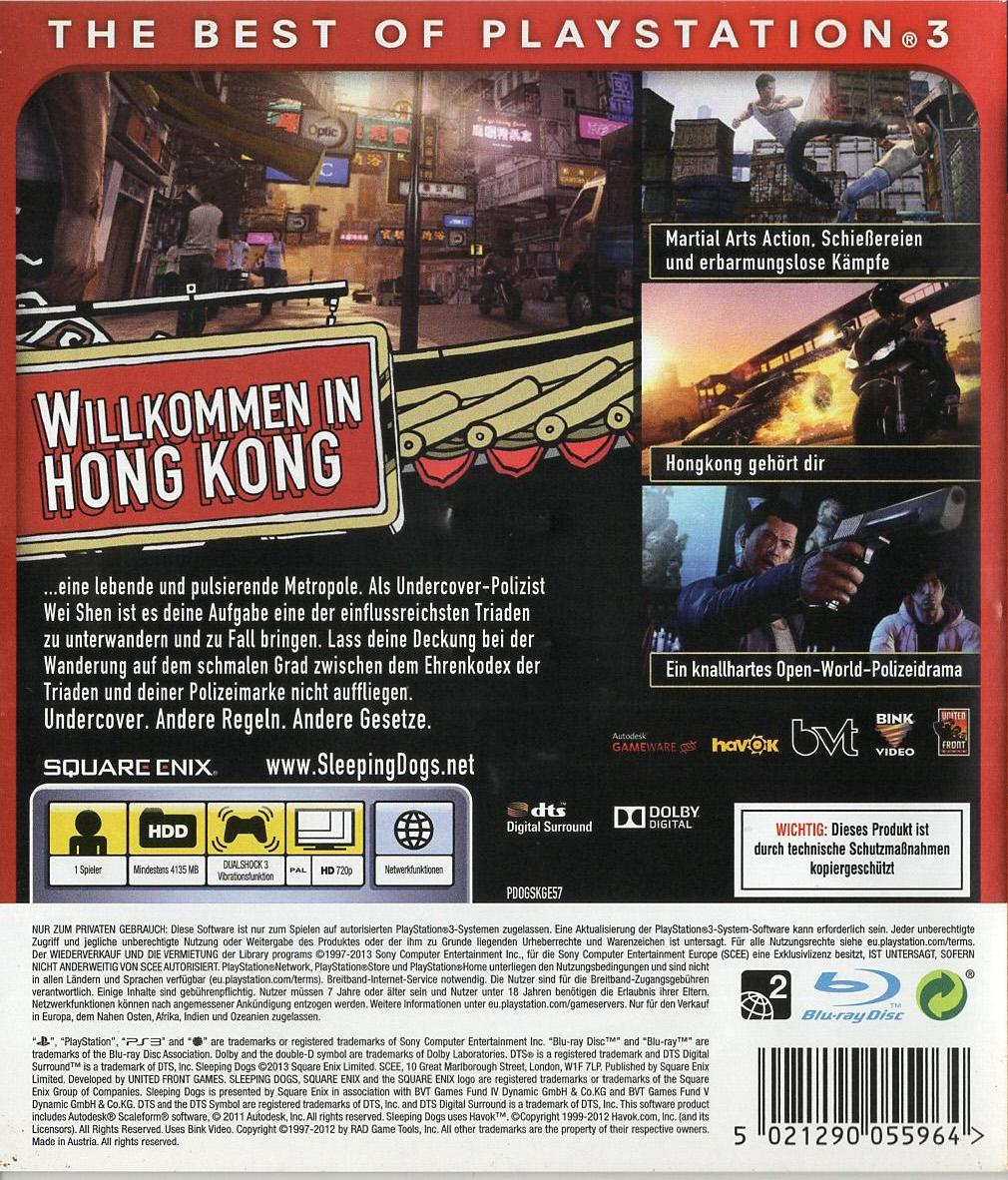 Sleeping Dogs - PlayStation 3 Rückseite