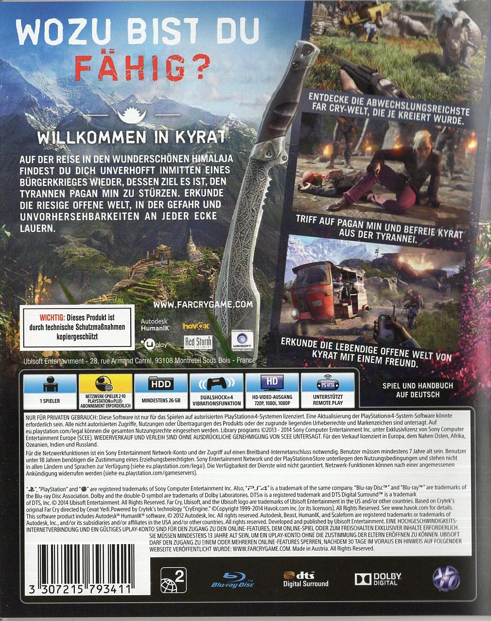 Far Cry 4 - PlayStation 4 Rückseite