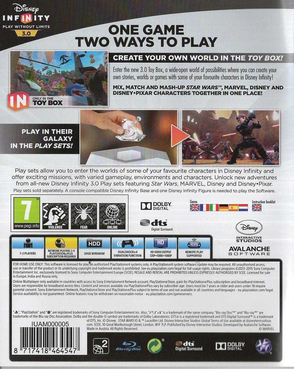 Disney Infinity 3.0 - PlayStation 4 Rückseite
