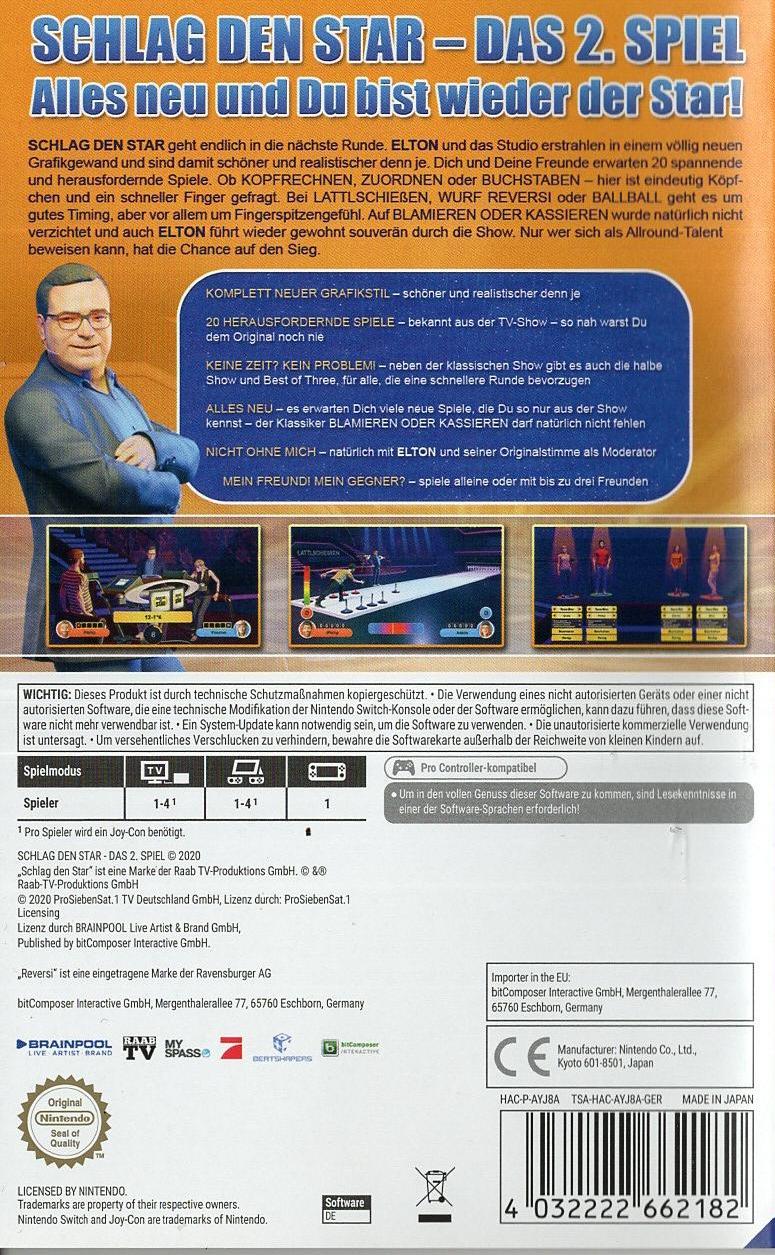 Schlag den Star - Das 2. Spiel - Nintendo Switch Rückseite