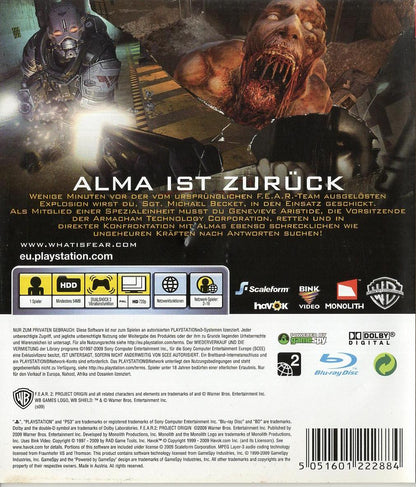 F.E.A.R. 2: Project Origin - PlayStation 3 Rückseite