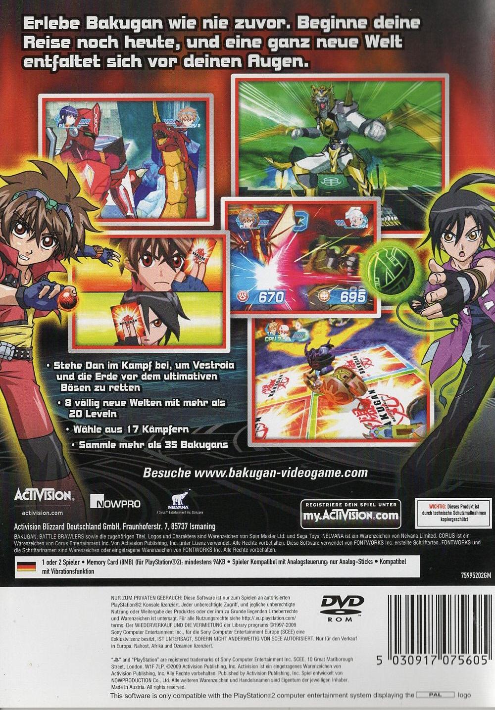 Bakugan: Battle Brawlers - PlayStation 2 Rückseite