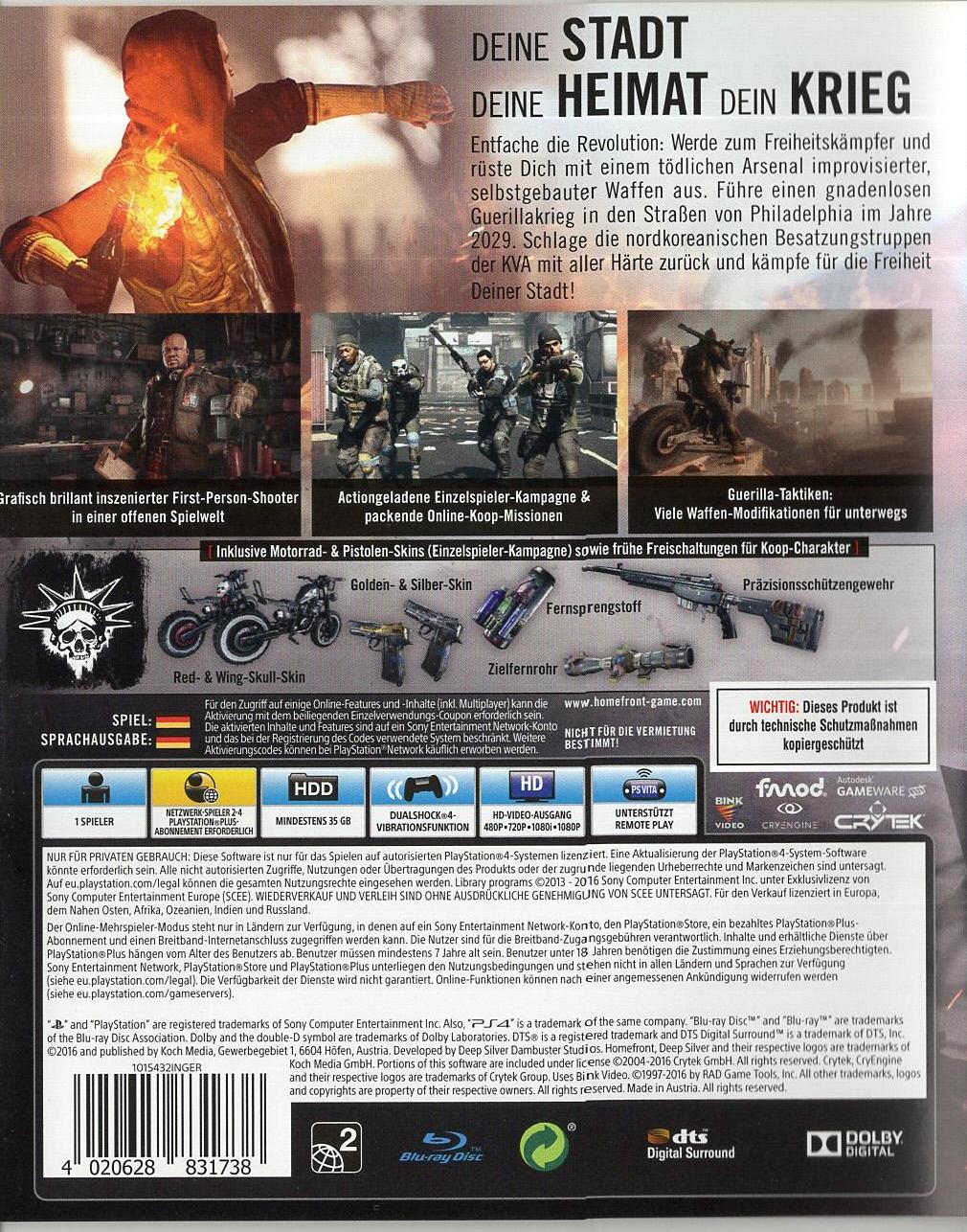 Homefront: The Revolution - PlayStation 4 Rückseite