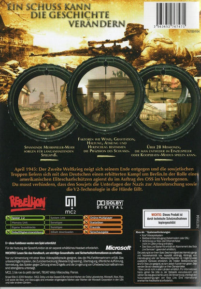 Sniper Elite - Xbox Rückseite