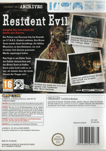 Resident Evil Archives - Nintendo Wii Rückseite