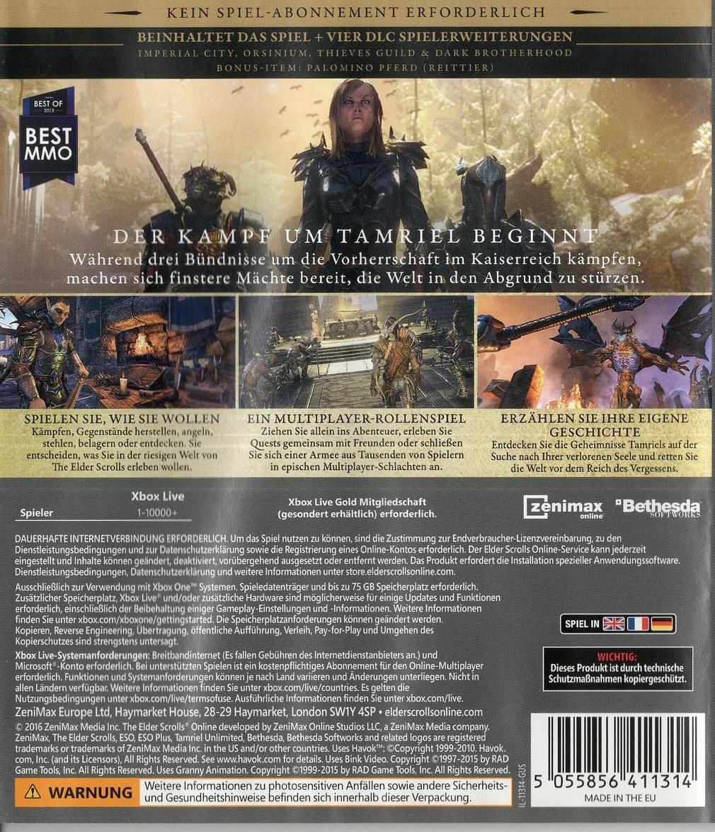 The Elder Scrolls Online: Gold Edition - Xbox One Rückseite