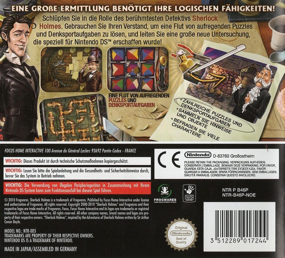 Sherlock Holmes und das Geheimnis der Königin - Nintendo DS Rückseite