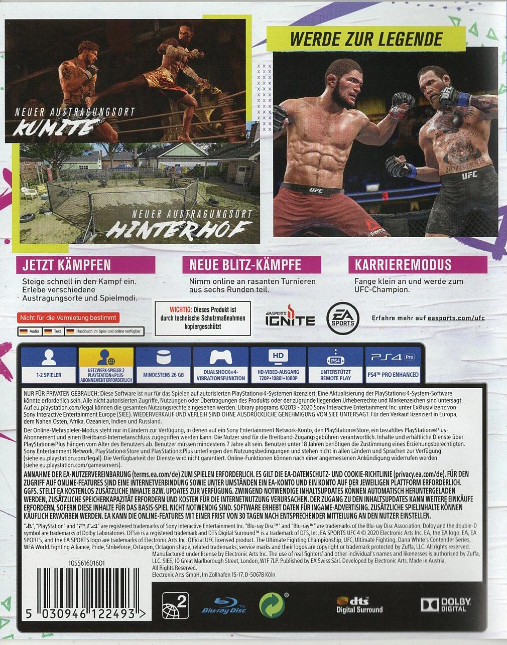 EA Sports UFC 4 - PlayStation 4 Rückseite