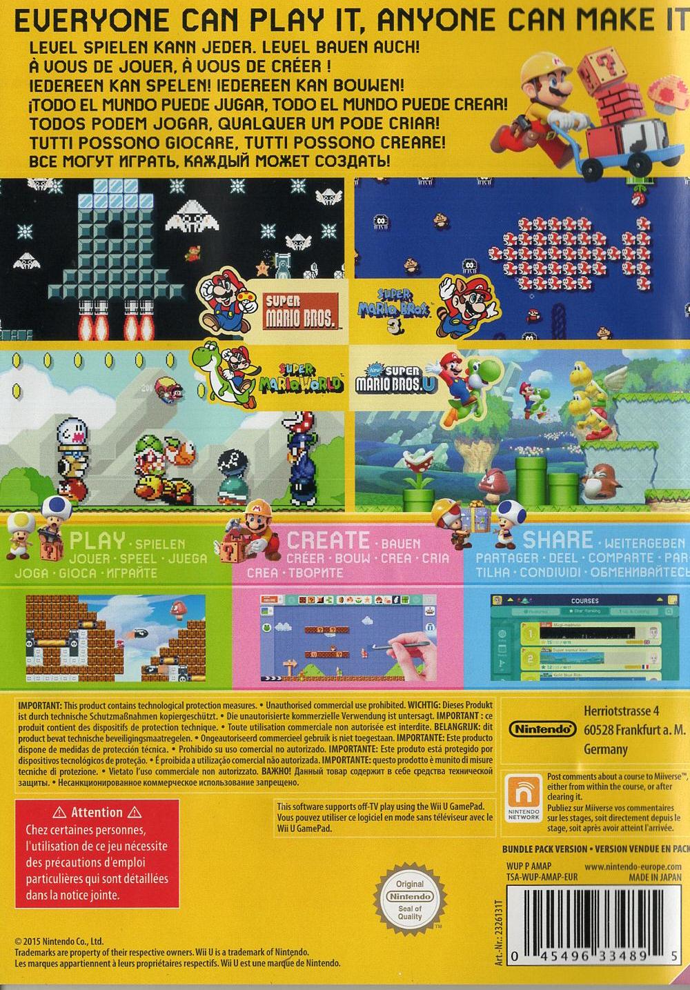 Super Mario Maker - Nintendo Wii U Rückseite