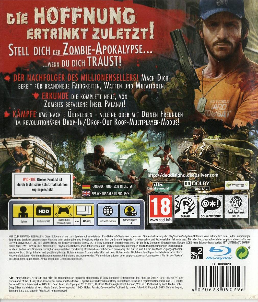 Dead Island Riptide - PlayStation 3 Rückseite