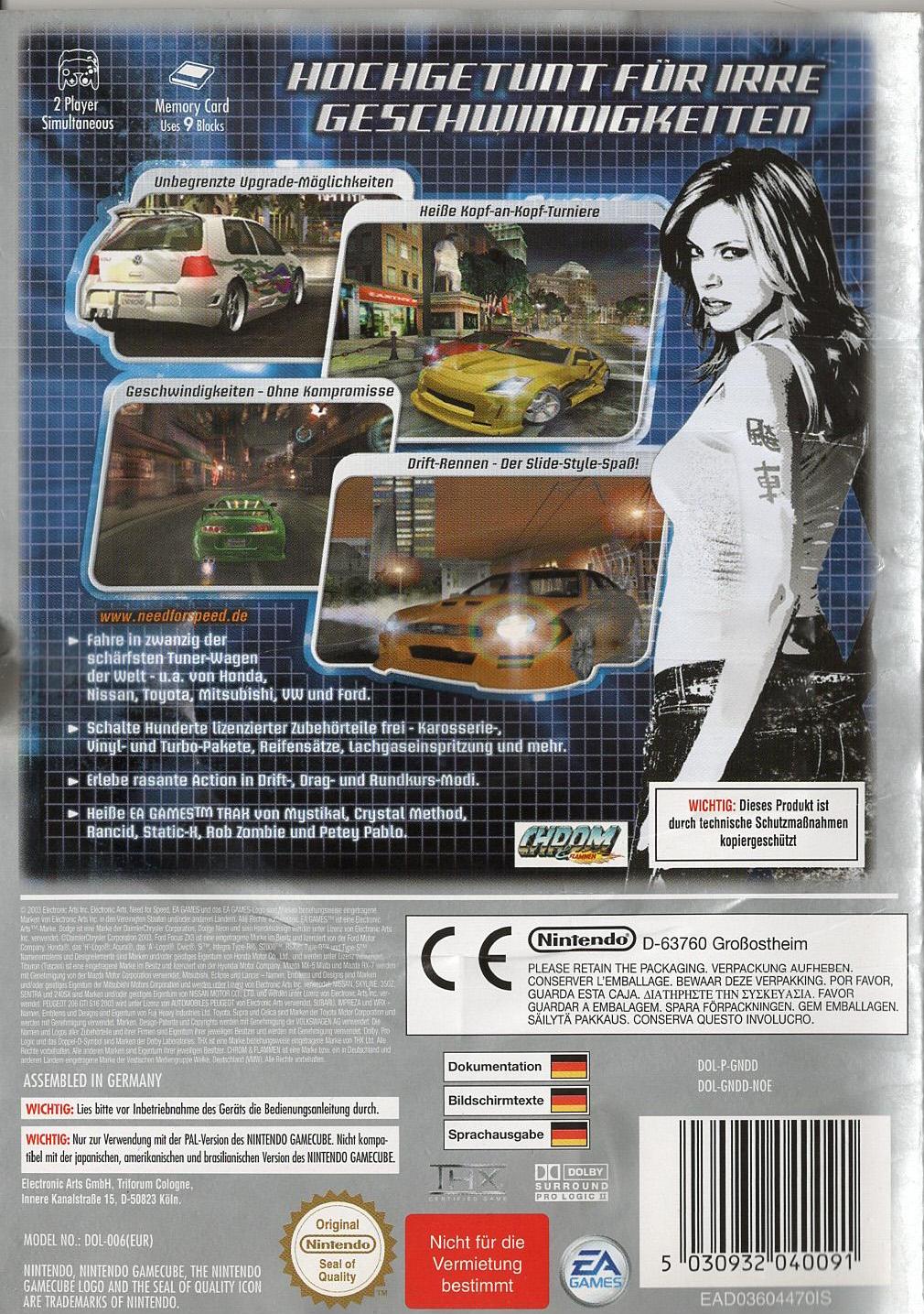 Need for Speed: Underground - Nintendo GameCube Rückseite