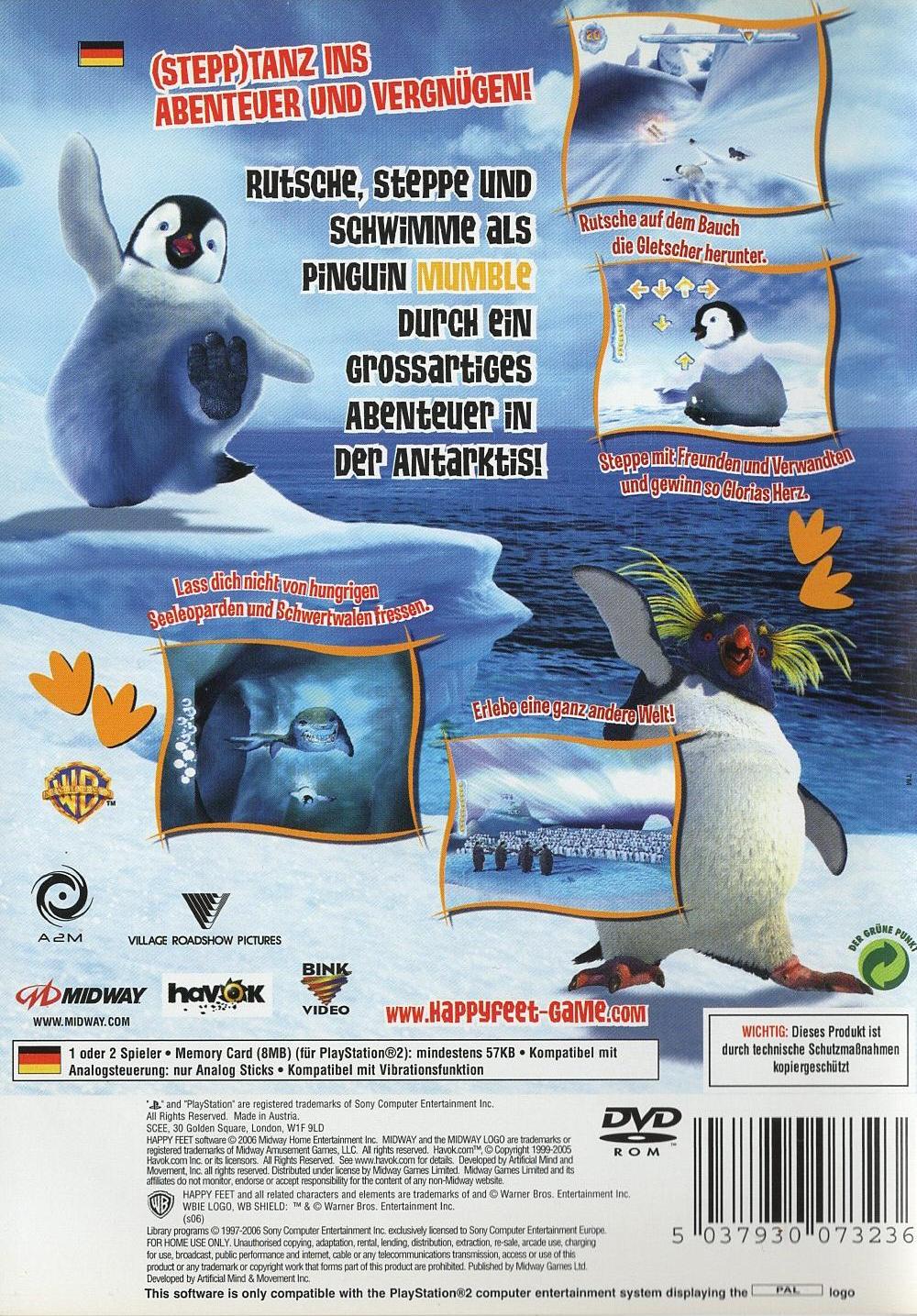 Happy Feet - PlayStation 2 Rückseite