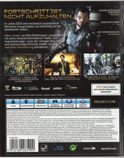 Deus Ex: Mankind Divided - PlayStation 4 Rückseite