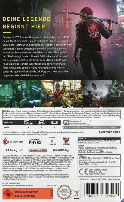 Cyberpunk 2077: Ultimate Edition - Nintendo Switch Rückseite