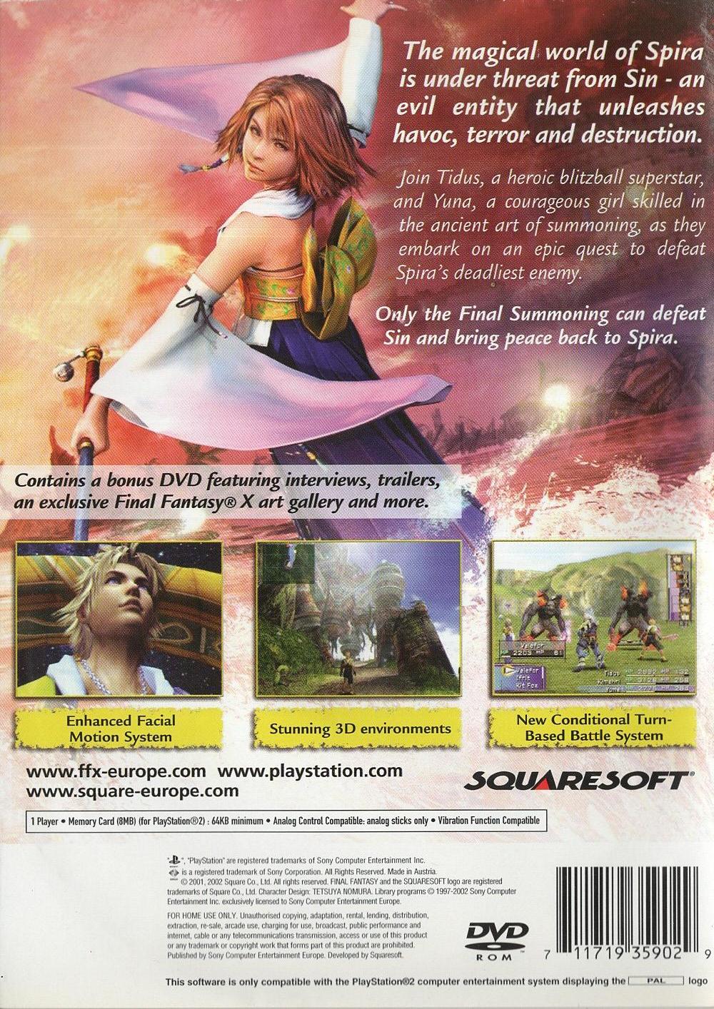 Final Fantasy X - PlayStation 2 Rückseite