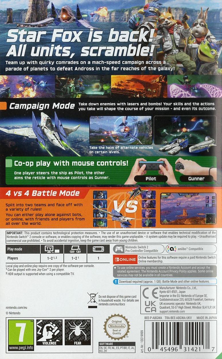 Star Fox - Nintendo Switch 2 Rückseite