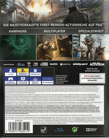 Call of Duty: Modern Warfare - PlayStation 4 Rückseite