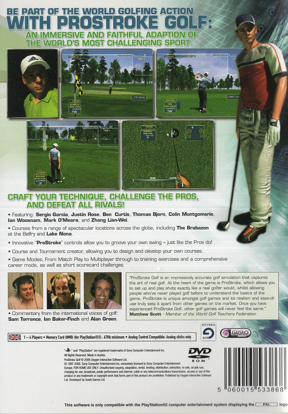 ProStroke Golf: World Tour 2007 - PlayStation 2 Rückseite