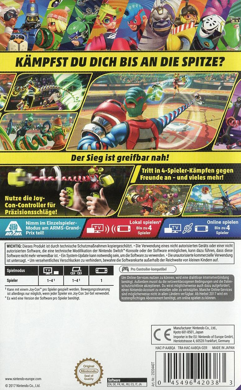 ARMS - Nintendo Switch Rückseite