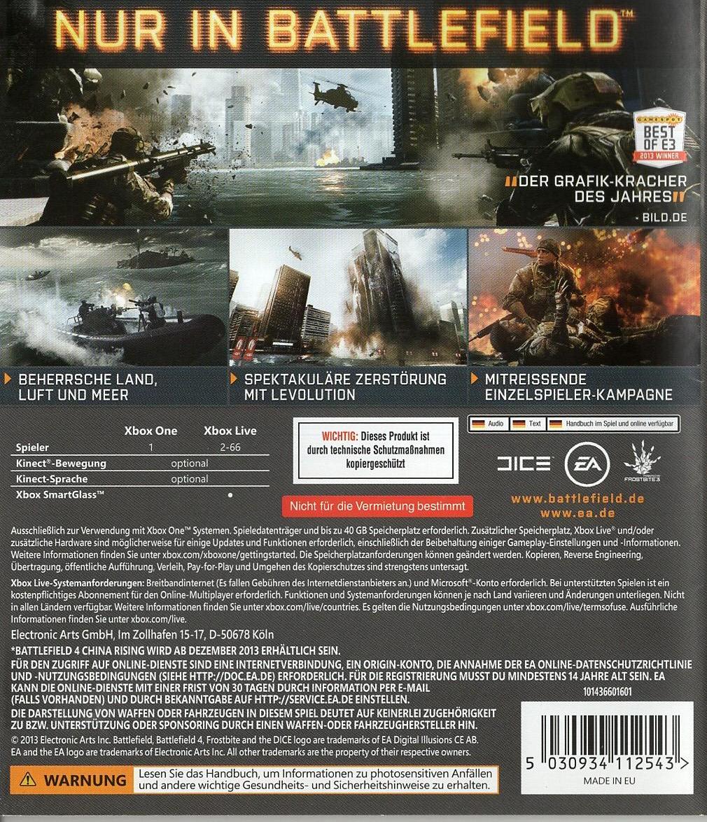 Battlefield 4 - Xbox One Rückseite