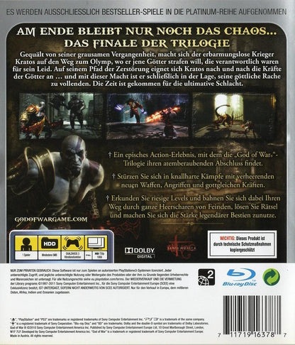 God of War III - PlayStation 3 Rückseite