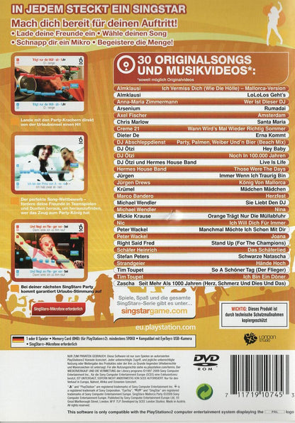 SingStar Mallorca Party - PlayStation 2 Rückseite