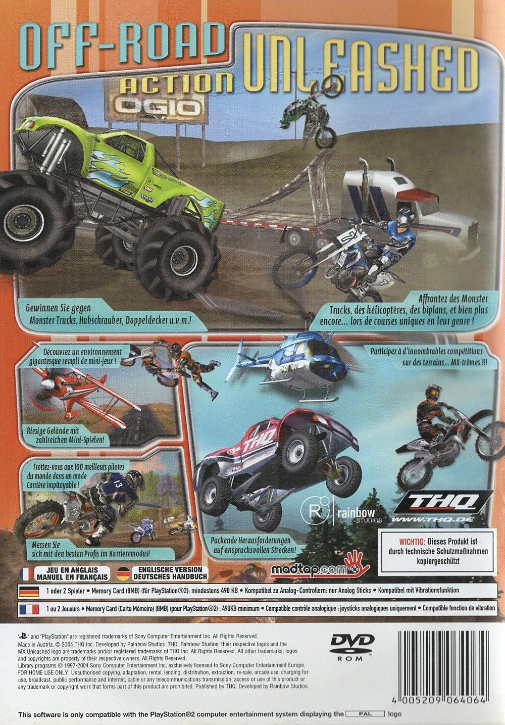 MX Unleashed - PlayStation 2 Rückseite