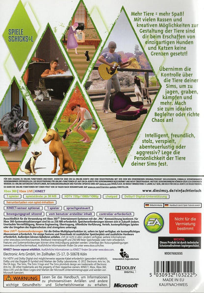 Die Sims 3: Einfach tierisch - Xbox 360 Rückseite