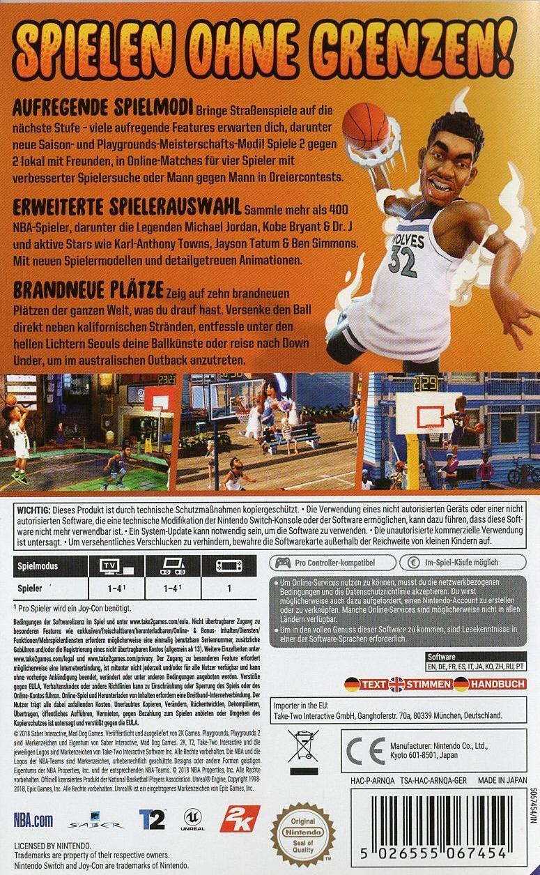 NBA 2K Playgrounds 2 - Nintendo Switch Rückseite