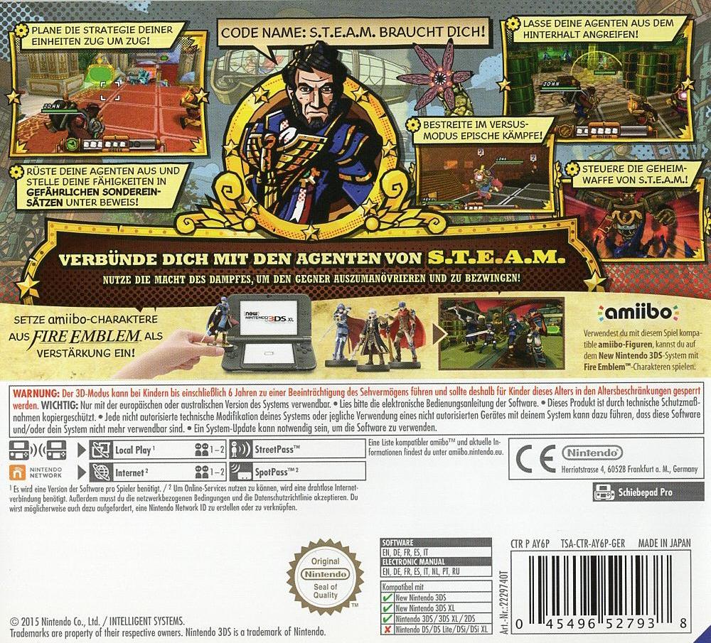 Code Name: S.T.E.A.M. - Nintendo 3DS Rückseite