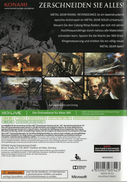Metal Gear Rising: Revengeance - Xbox 360 Rückseite