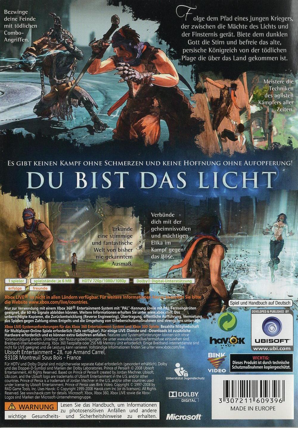 Prince of Persia - Xbox 360 Rückseite