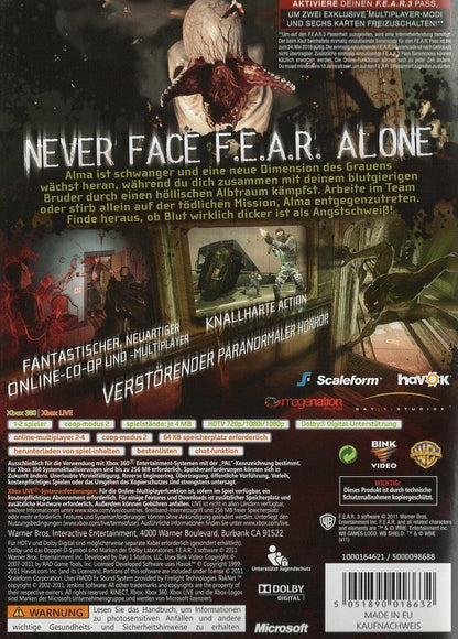 F.E.A.R. 3 - Xbox 360 Rückseite
