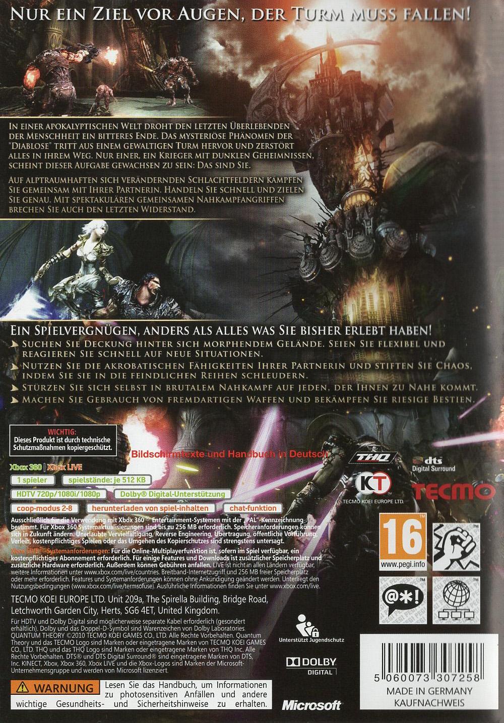 Quantum Theory - Xbox 360 Rückseite