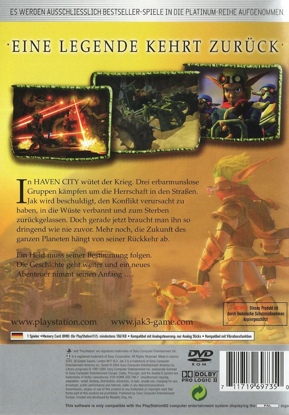Jak 3 - PlayStation 2 Rückseite