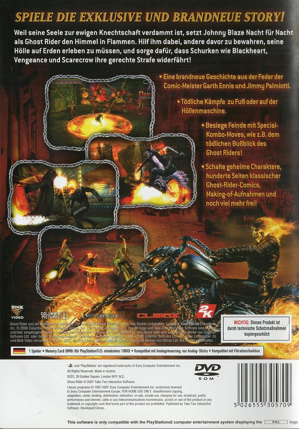 Ghost Rider - PlayStation 2 Rückseite