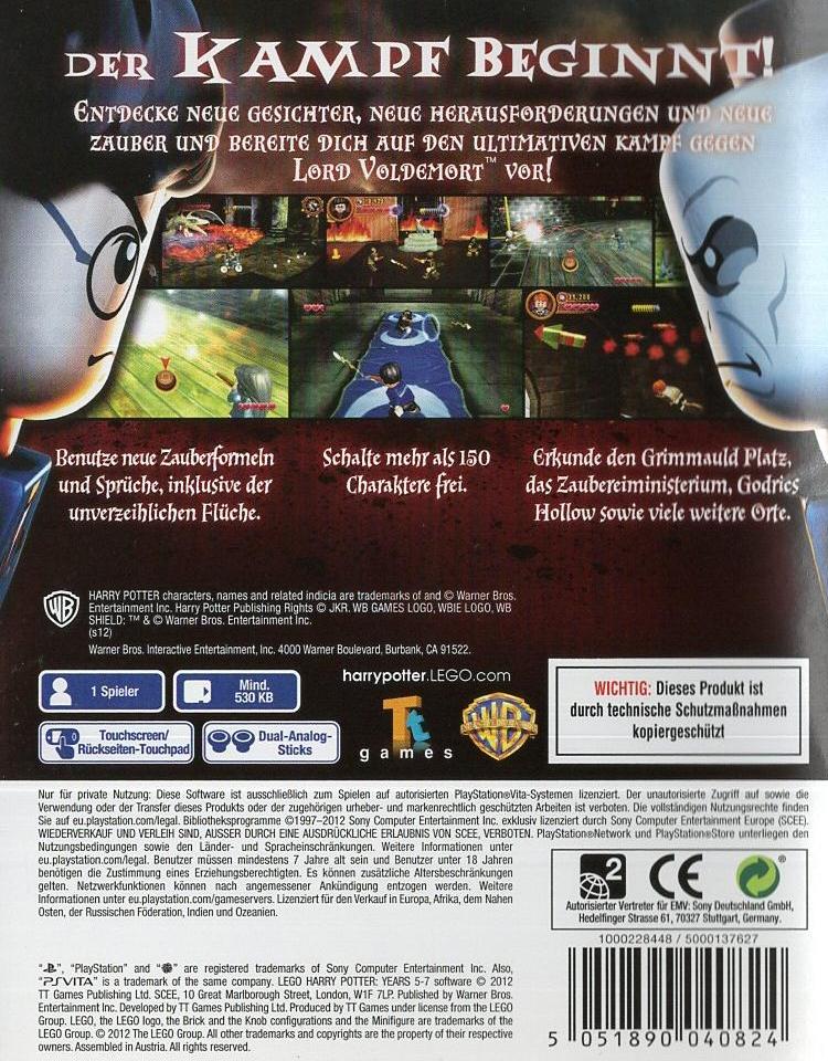 LEGO Harry Potter: Die Jahre 5-7 - PlayStation Vita Rückseite