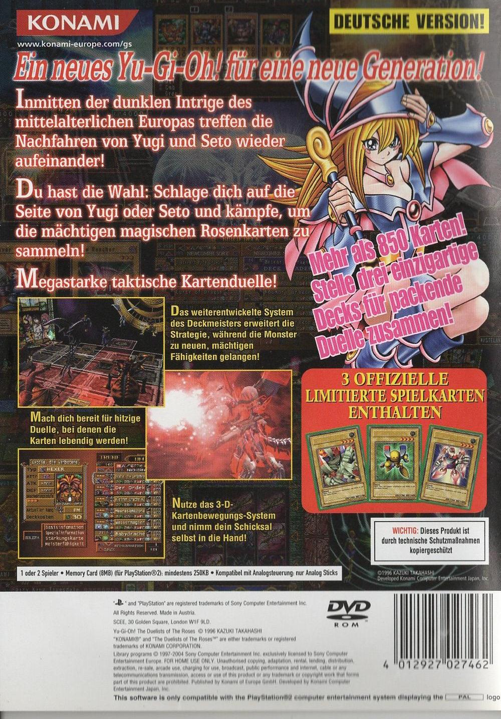 Yu-Gi-Oh! The Duelists of the Roses - PlayStation 2 Rückseite
