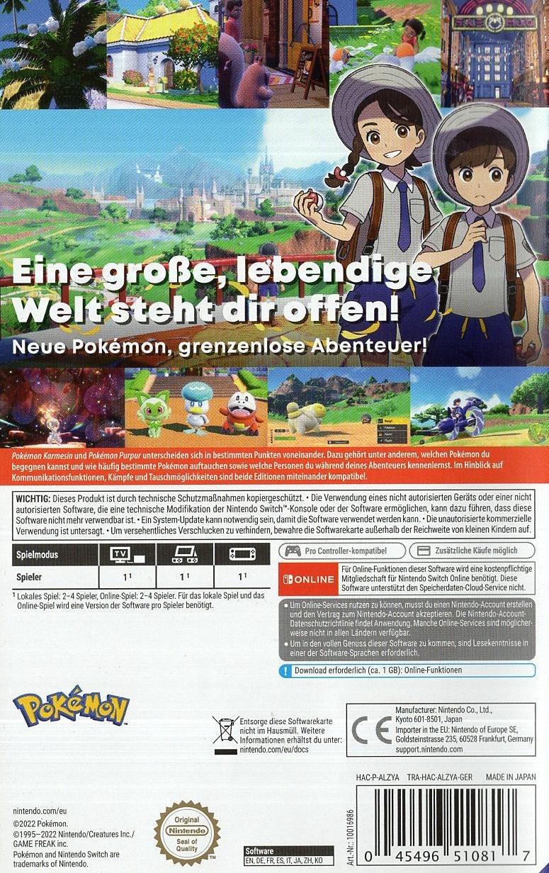 Pokémon Purpur - Nintendo Switch Rückseite