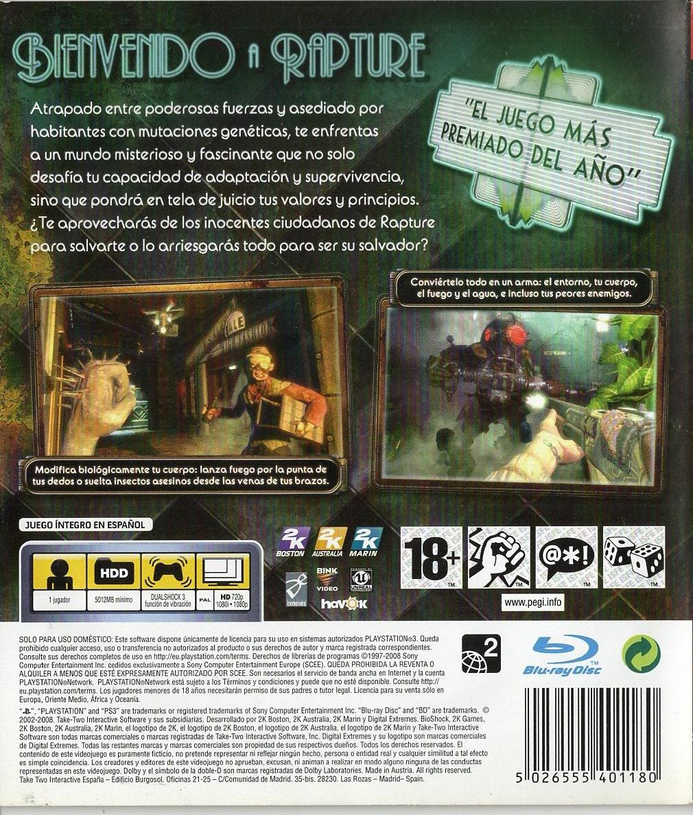 BioShock - PlayStation 3 Rückseite