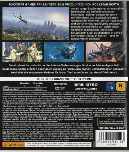Grand Theft Auto V - Xbox One Rückseite