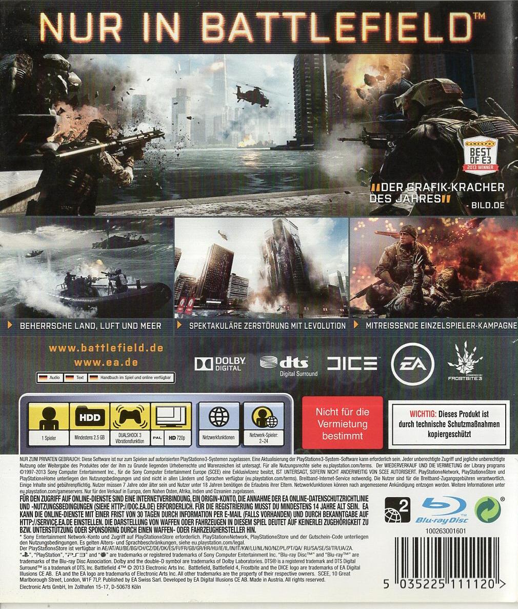 Battlefield 4 - PlayStation 3 Rückseite