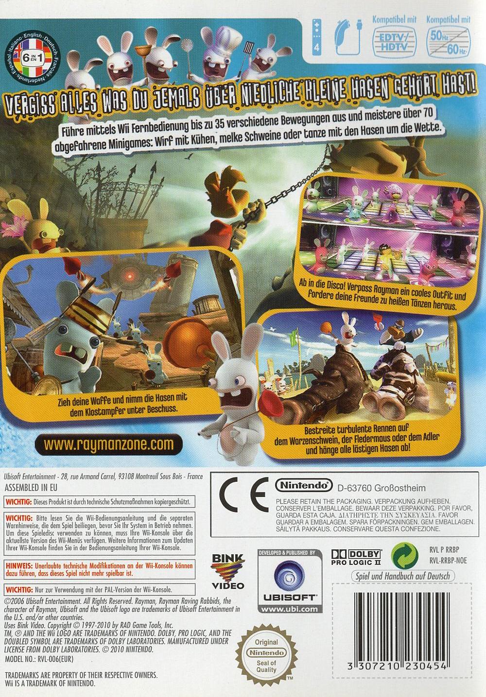 Rayman Raving Rabbids - Nintendo Wii Rückseite