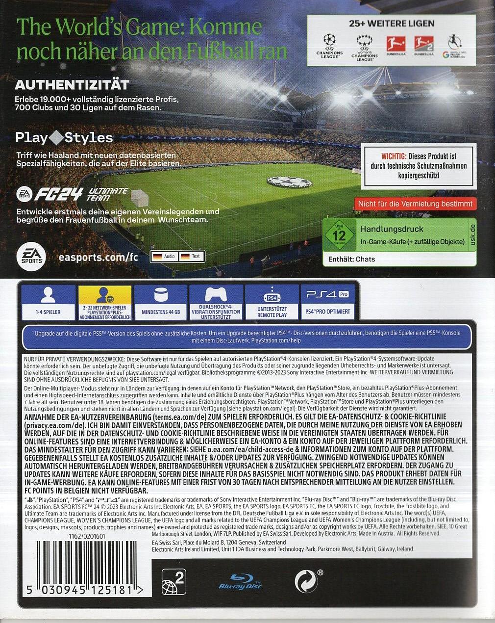 FC 24 - PlayStation 4 Rückseite