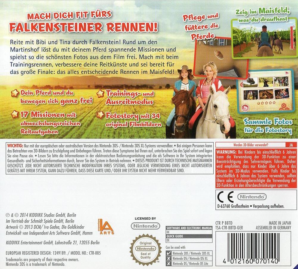 Bibi & Tina - Nintendo 3DS Rückseite